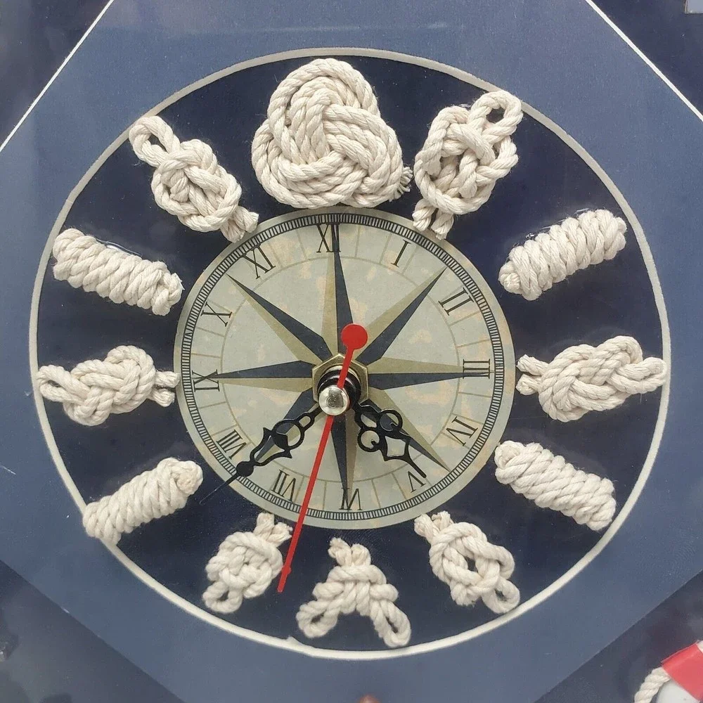 Decorative Wall Clock With Nautical Knots Wall Hanging 3D Shadow Box Ship Decor